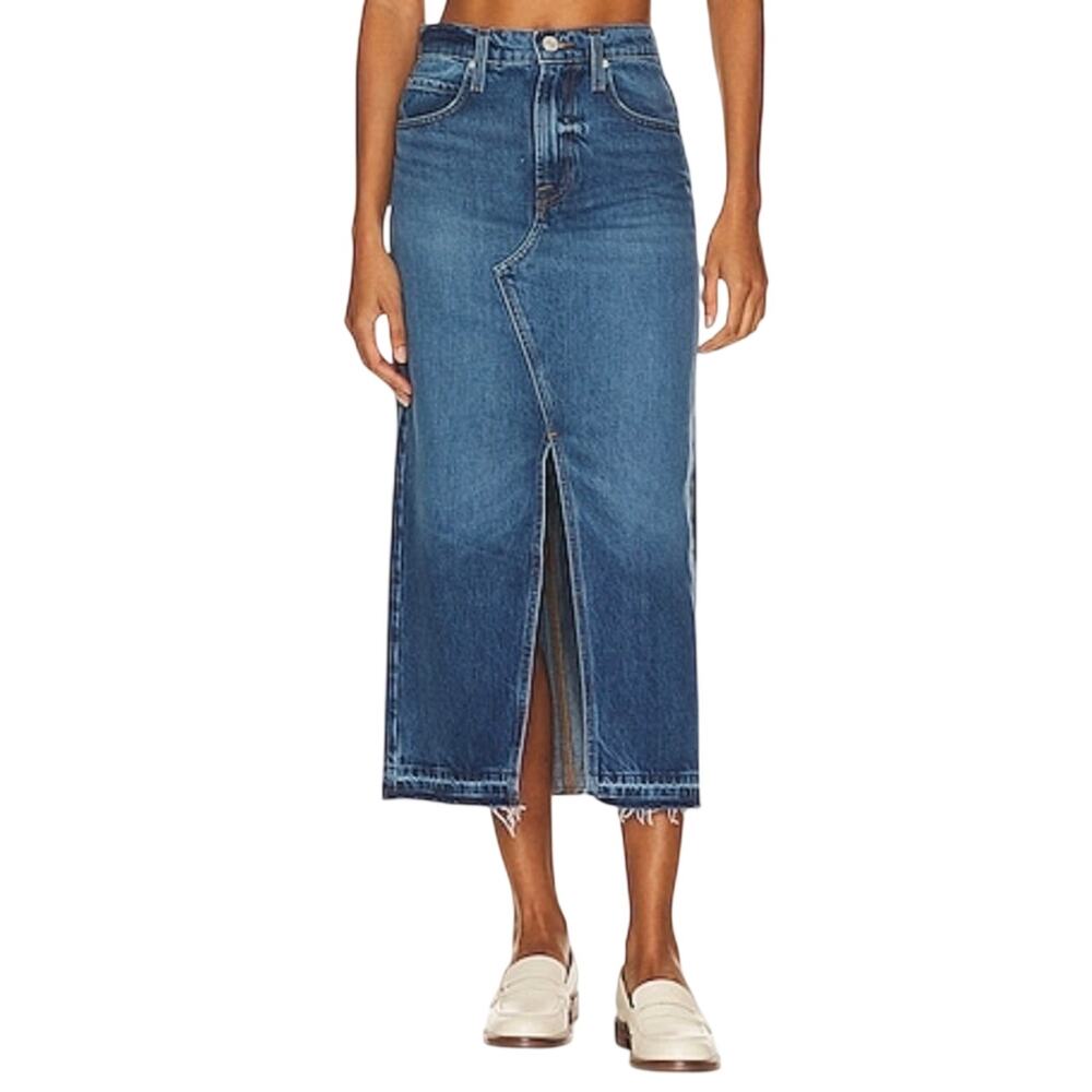 FRAME Women’s Midaxi Front Slit Del Amo Medium Wash Denim Skirt